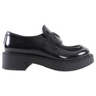 Prada Black Brushed Leather Loafers - 36 / 36.5