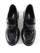 Prada Black Brushed Leather Loafers - 36 / 36.5