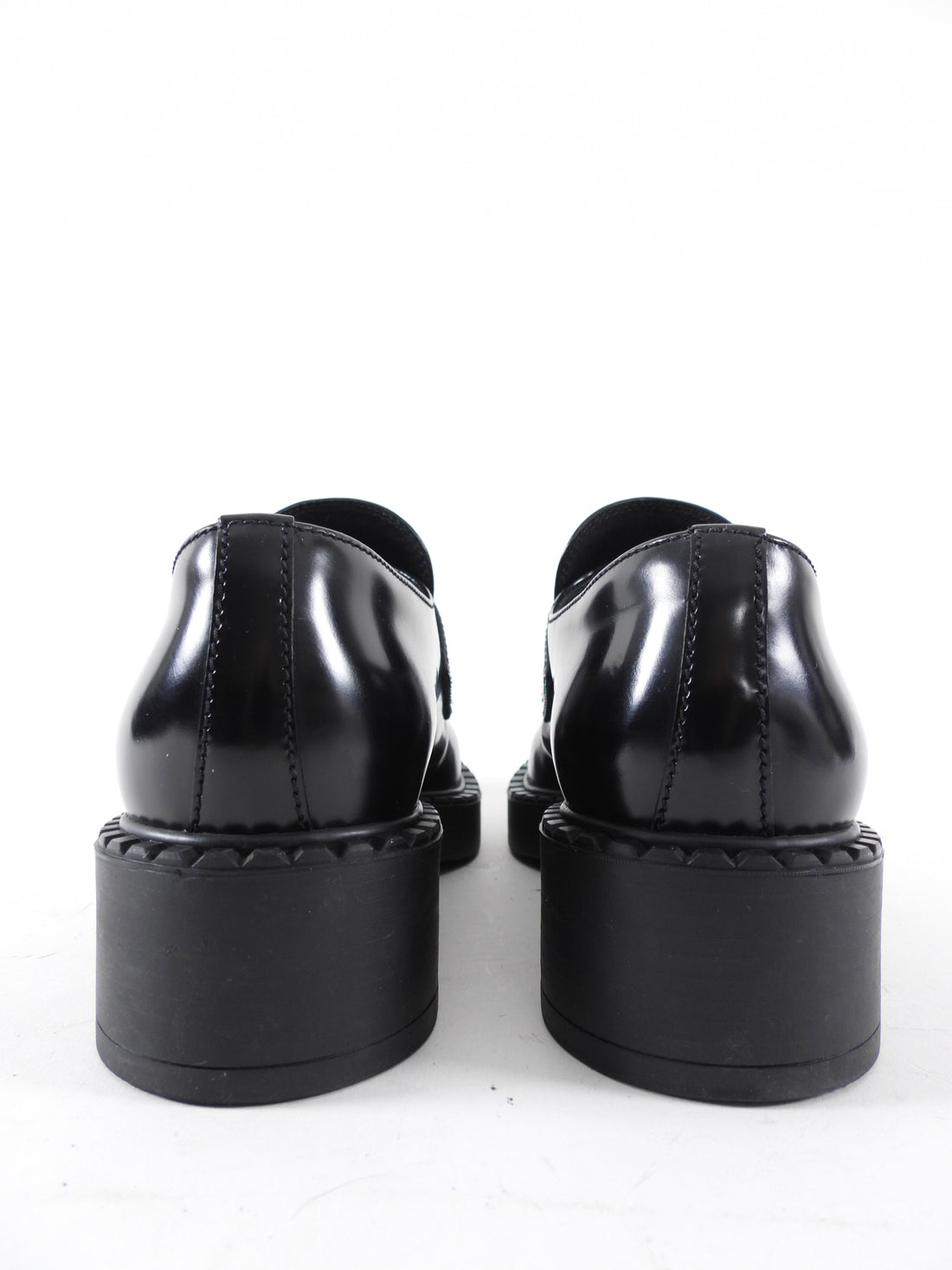 Prada Black Brushed Leather Loafers - 36 / 36.5