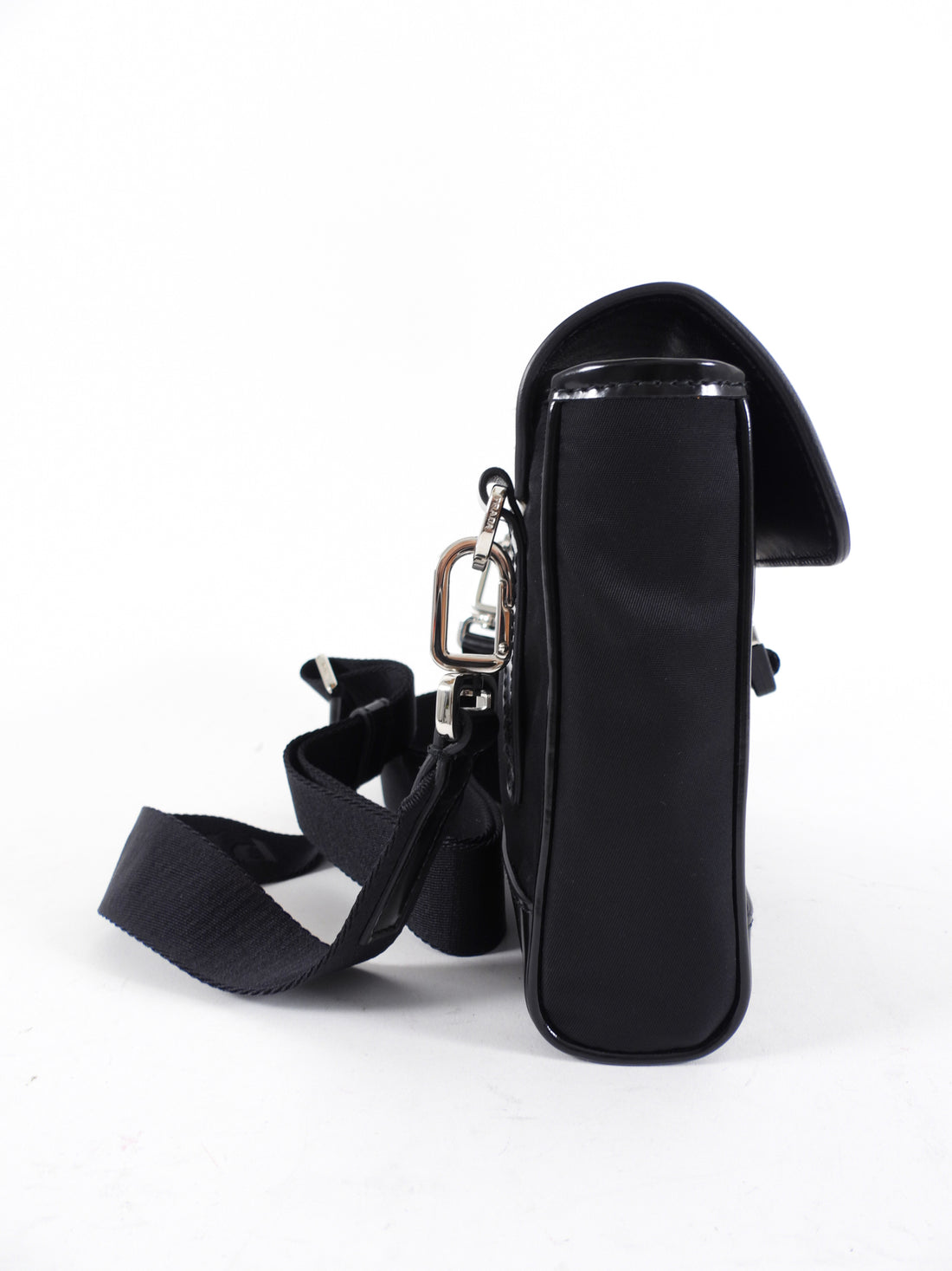 Prada 2023 Black Nylon and Leather Small Crossbody Bag