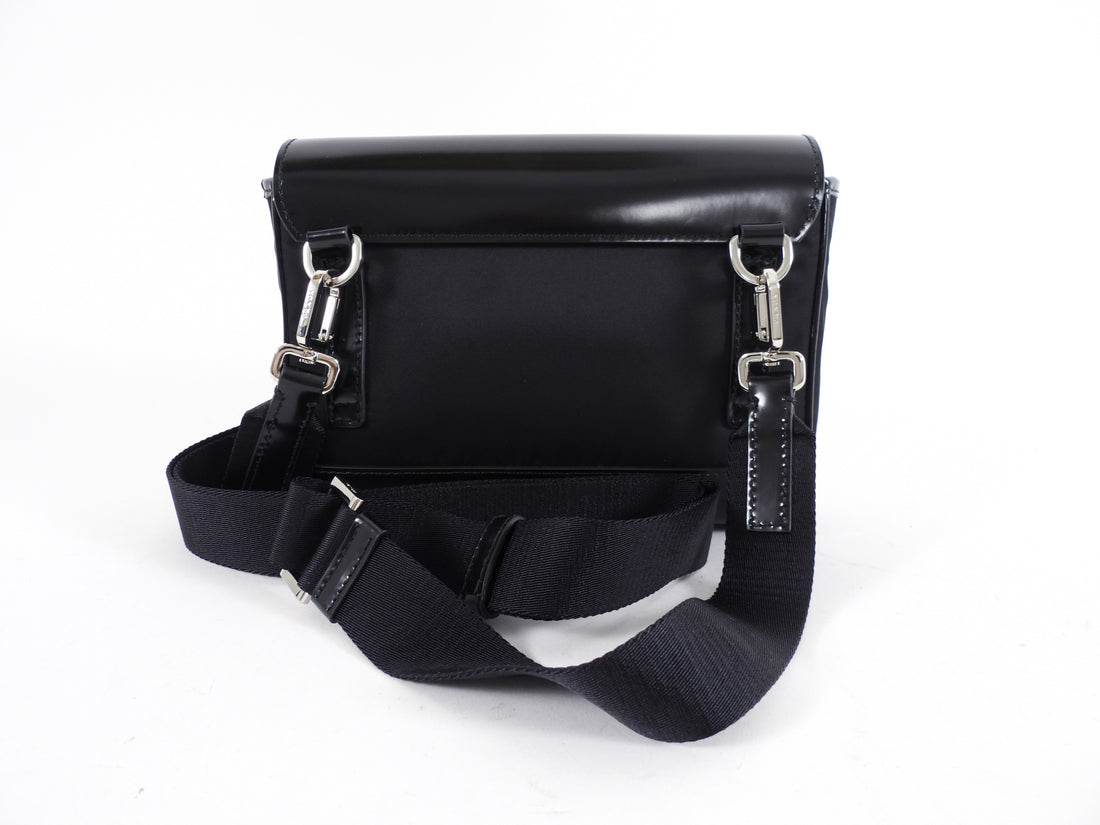 Prada 2023 Black Nylon and Leather Small Crossbody Bag