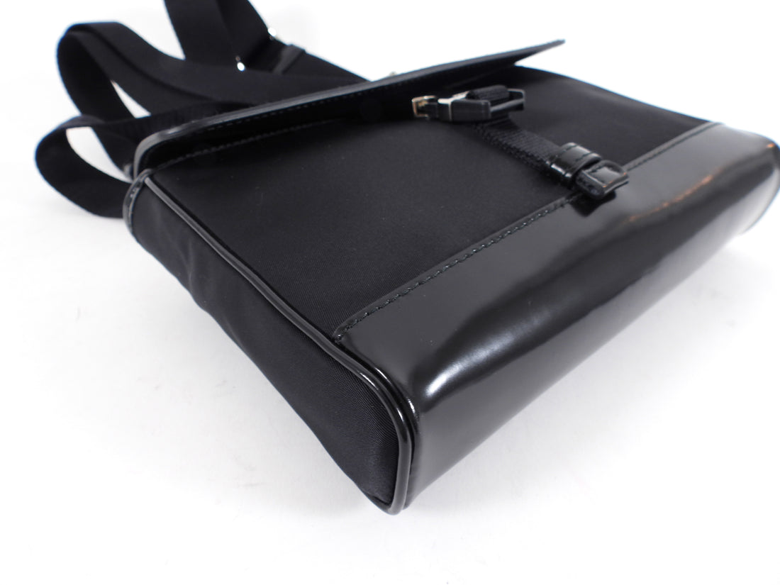 Prada 2023 Black Nylon and Leather Small Crossbody Bag