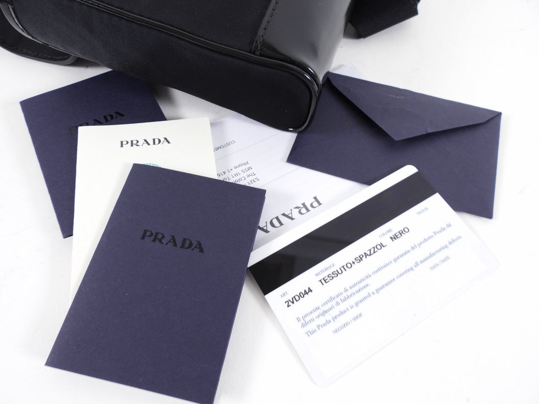 Prada 2023 Black Nylon and Leather Small Crossbody Bag