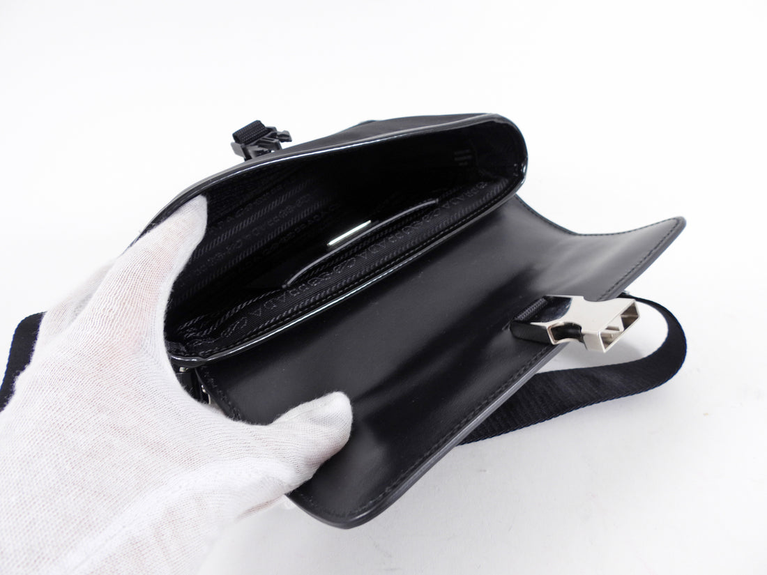 Prada 2023 Black Nylon and Leather Small Crossbody Bag