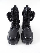 Prada Black Leather Re-Nylon Monolith Ankle Boot with Pouch - 37.5