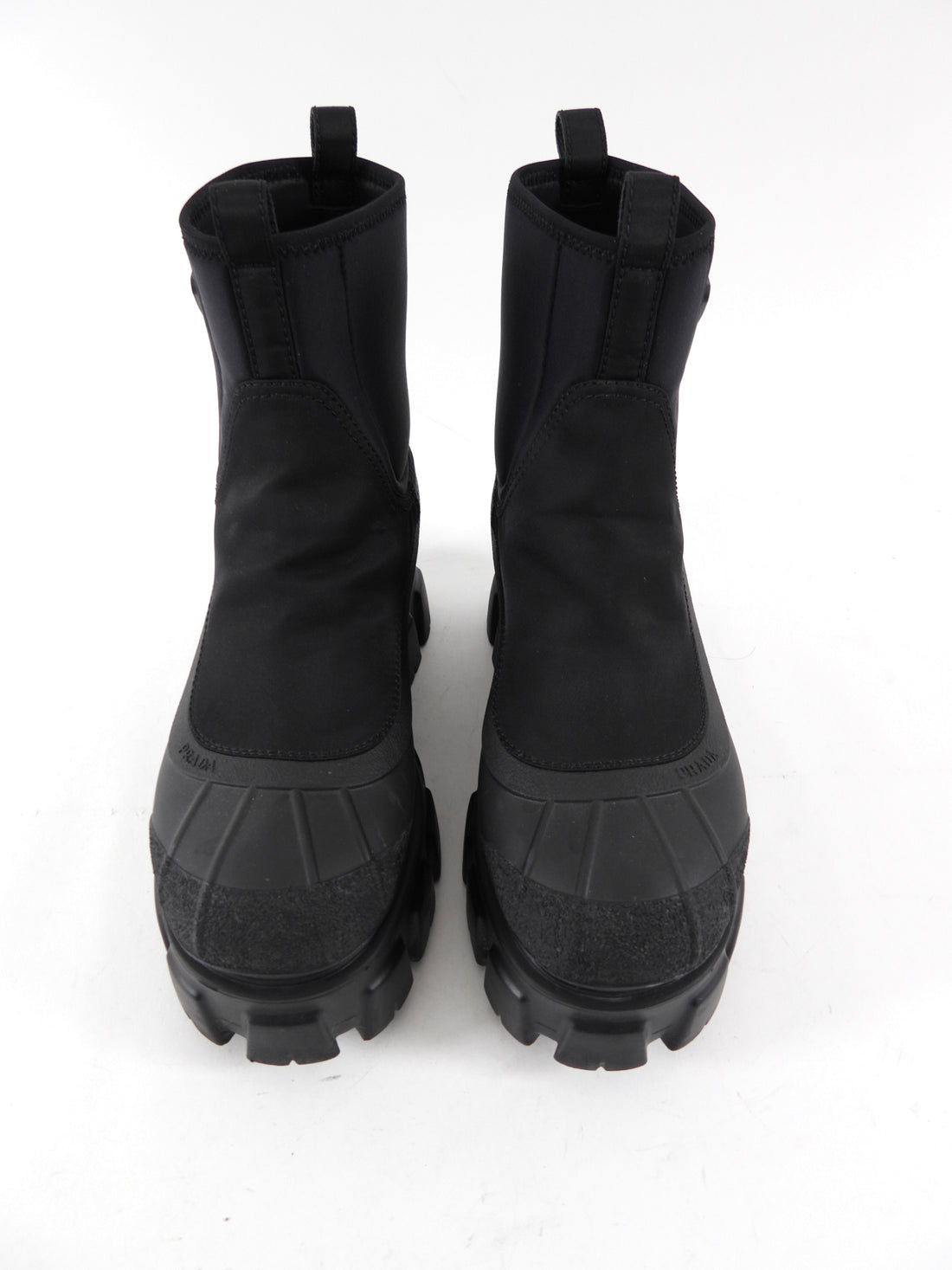Prada Black Re-Nylon Monolith Platform Duck Boots - 37