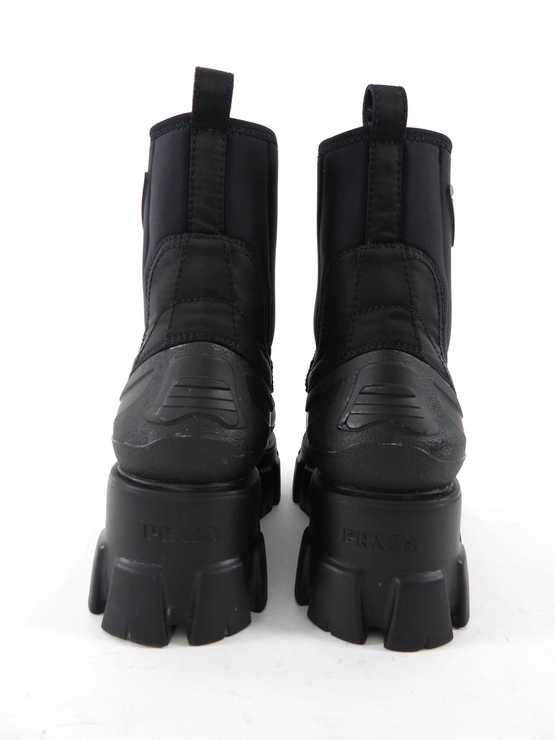 Prada Black Re-Nylon Monolith Platform Duck Boots - 37