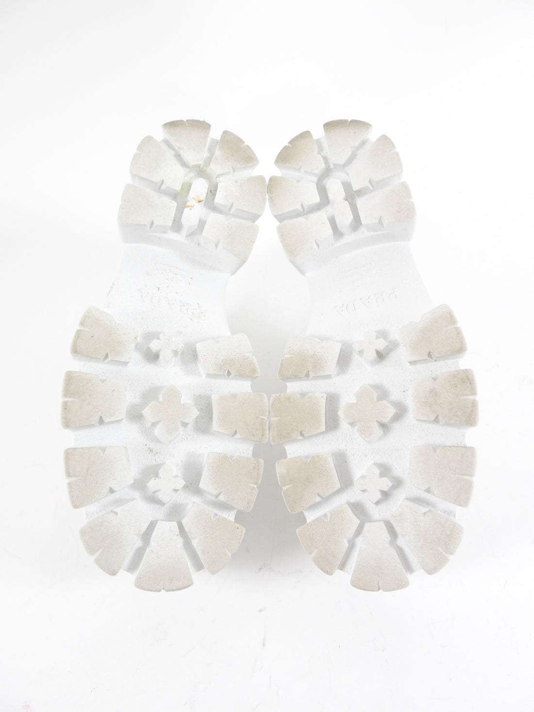 Prada White Leather Monolith Lug Sole Loafers - 38.5 / US 8.5