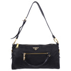 Prada Vintage Black Nylon and Goldtone Shoulder Bag