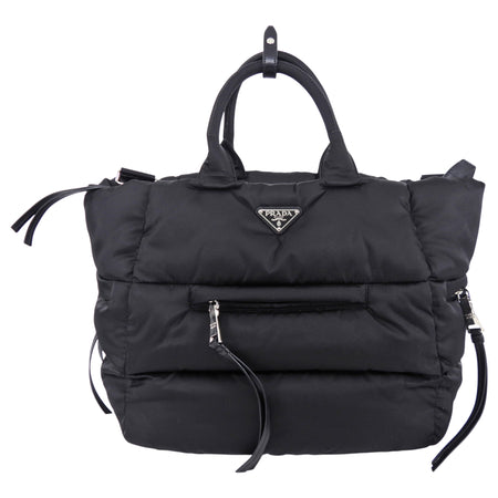 Prada Black Nylon Tessuto Quilted Bomber Tote Bag