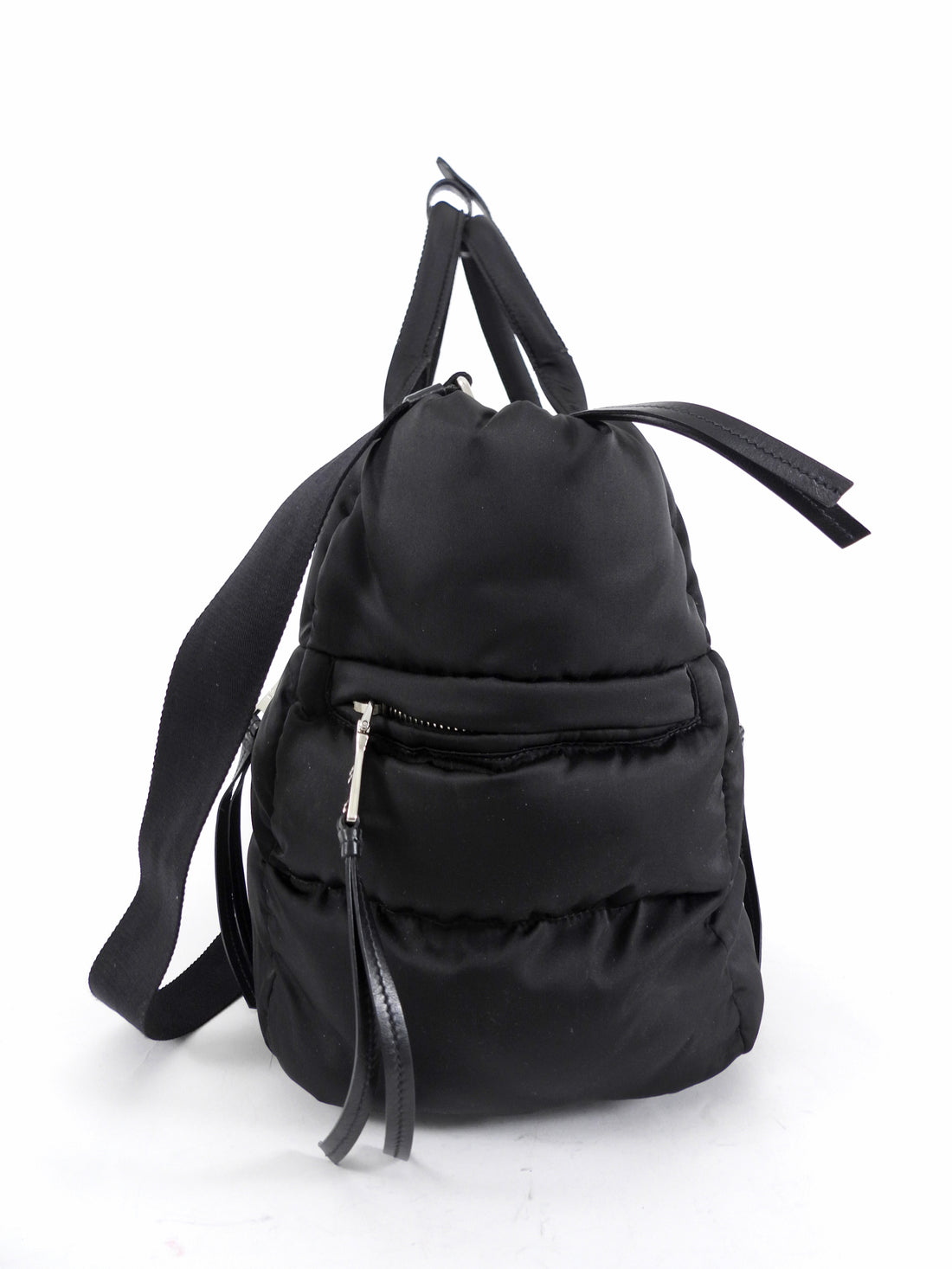 Prada Black Nylon Tessuto Quilted Bomber Tote Bag