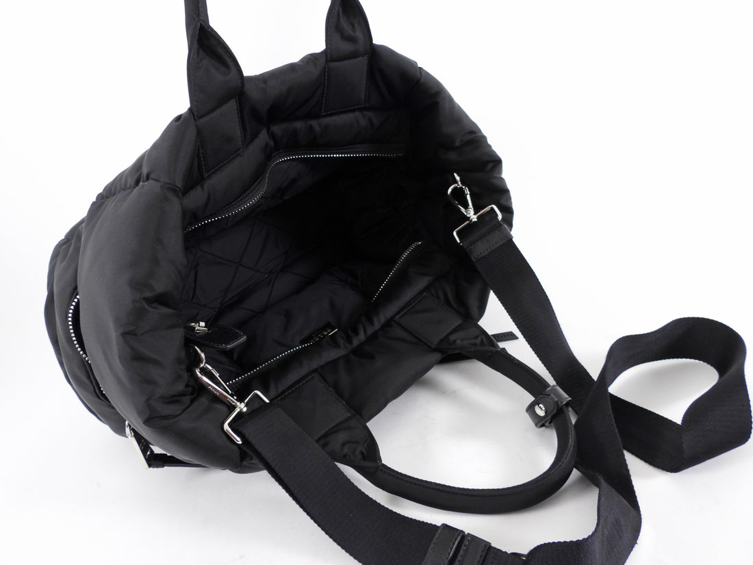 Prada Black Nylon Tessuto Quilted Bomber Tote Bag