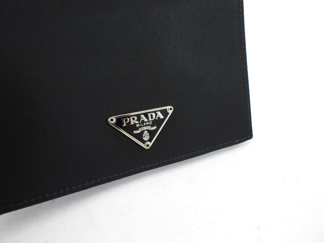 Prada Black Nylon Tessuto Compact Bifold Wallet
