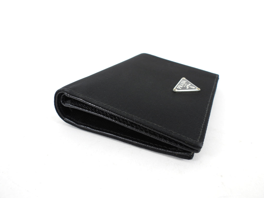 Prada Black Nylon Tessuto Compact Bifold Wallet
