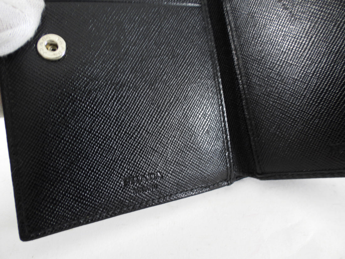 Prada Black Nylon Tessuto Compact Bifold Wallet
