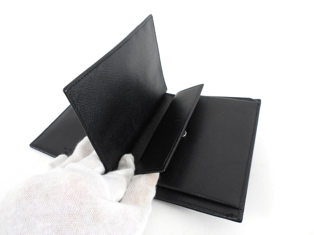 Prada Black Nylon Tessuto Compact Bifold Wallet