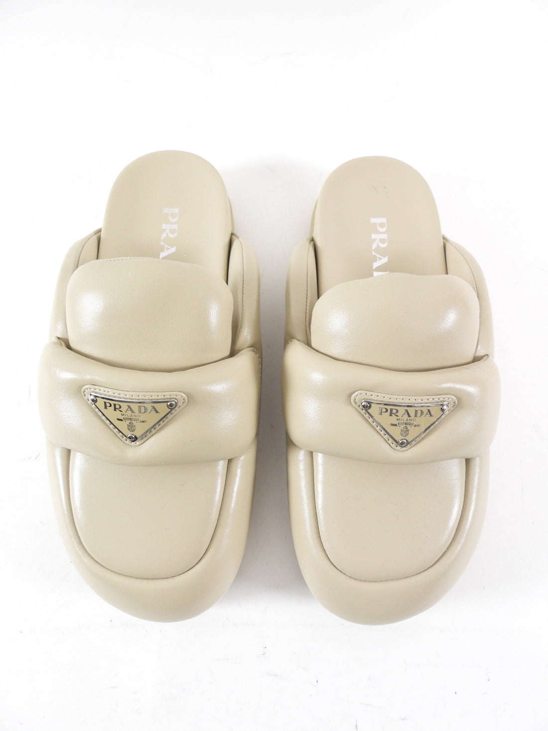 Prada Beige Puffy Slide Mule Slippers - 36.5 / 37