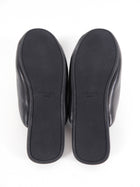 Prada Black Leather Puffy Flat Slide Slippers - 37