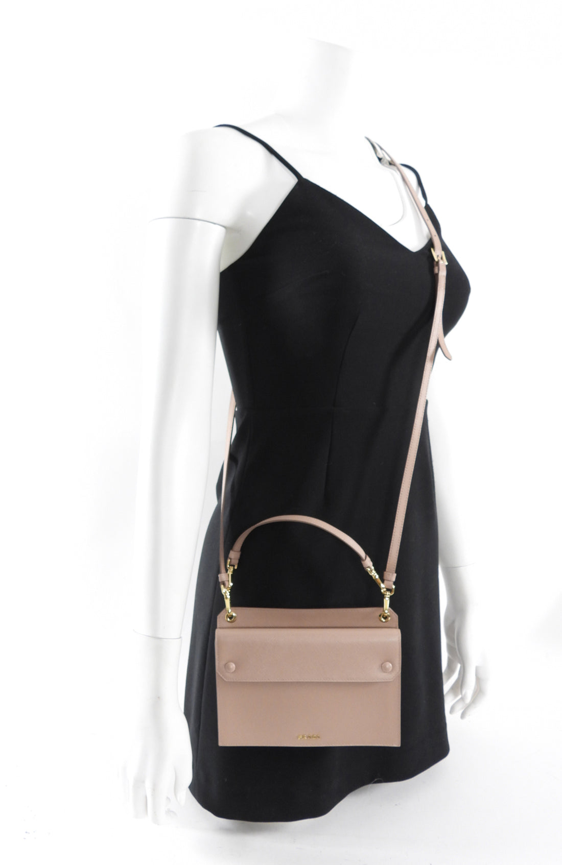 Prada Beige Saffiano Phone Case / Two-Way Crossbody Bag