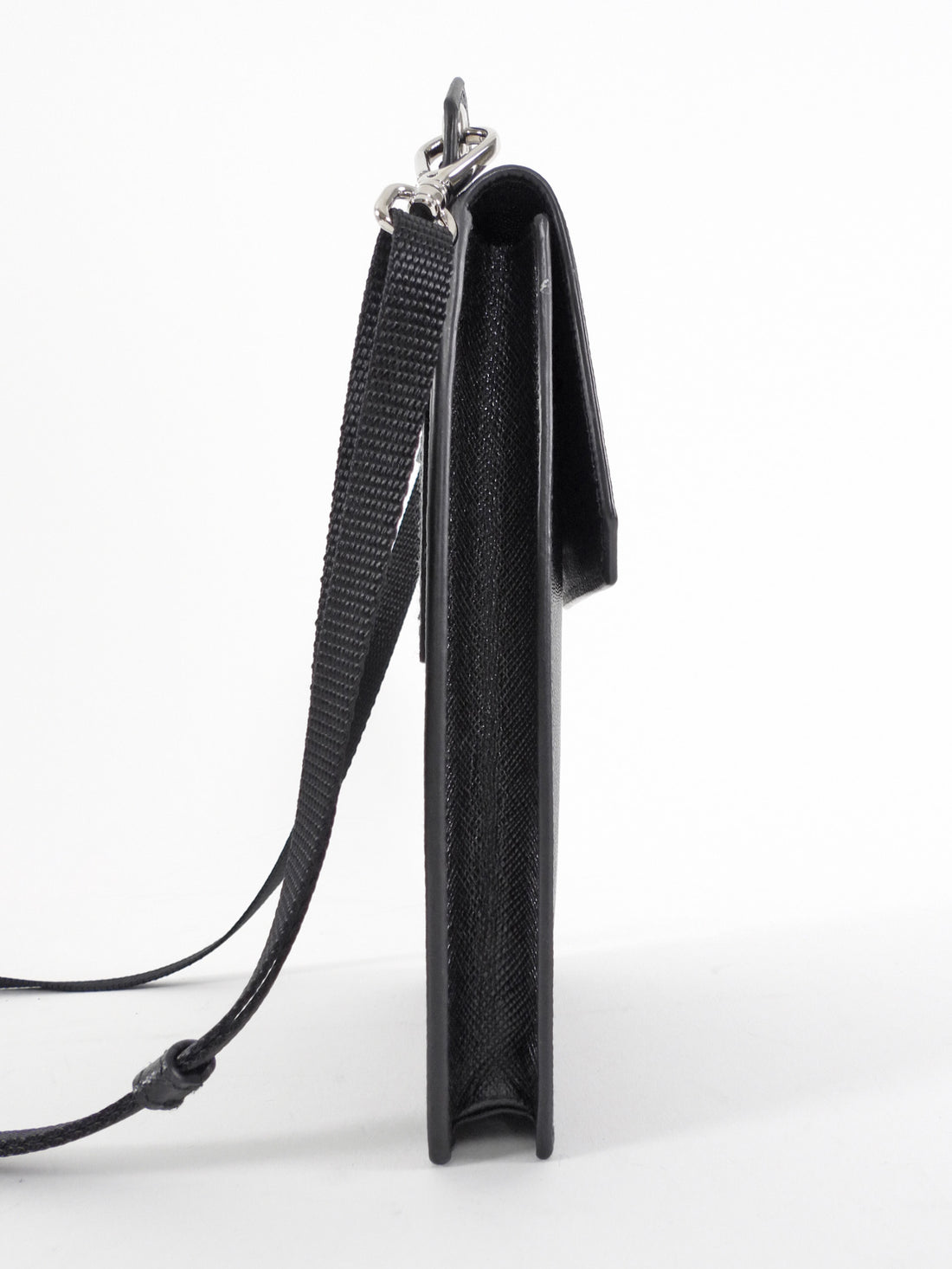 Prada Black Saffiano Leather Crossbody Smartphone Case / Pouch