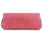 Prada Cherry Pink Saffiano Leather Wallet on Chain Crossbody Bag