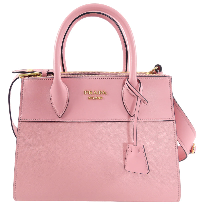Prada Pink Petalo Saffiano Leather City Tote Bag