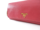 Prada Cherry Pink Saffiano Leather Wallet on Chain Crossbody Bag