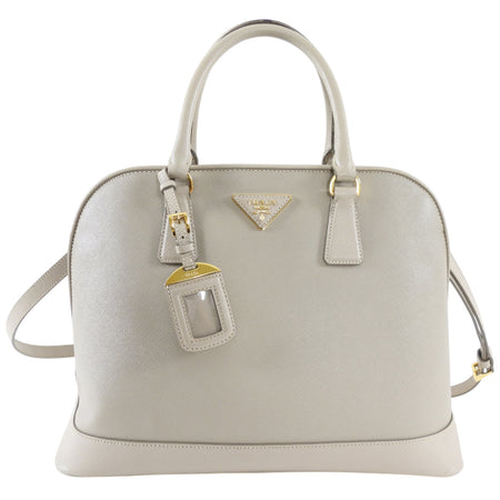 Prada Light Greige Saffiano Large Promenade Two Way Bag