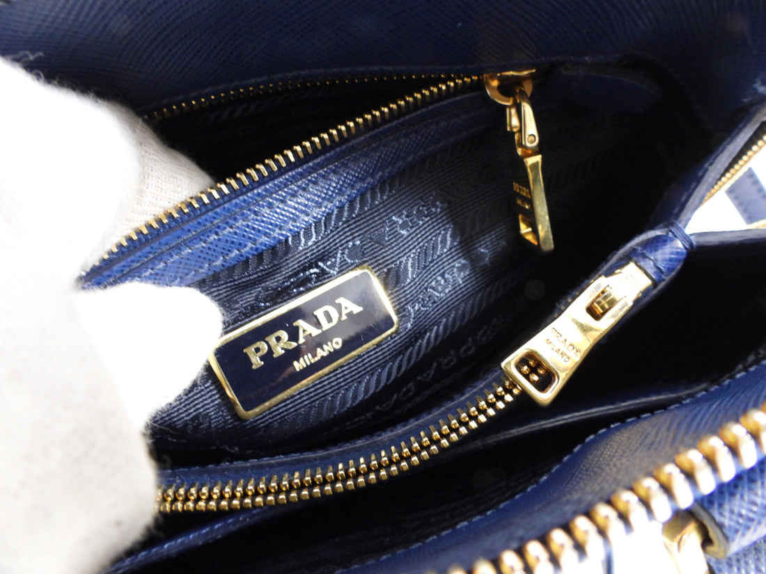 Promenade leather handbag Prada Blue in Leather - 34577759