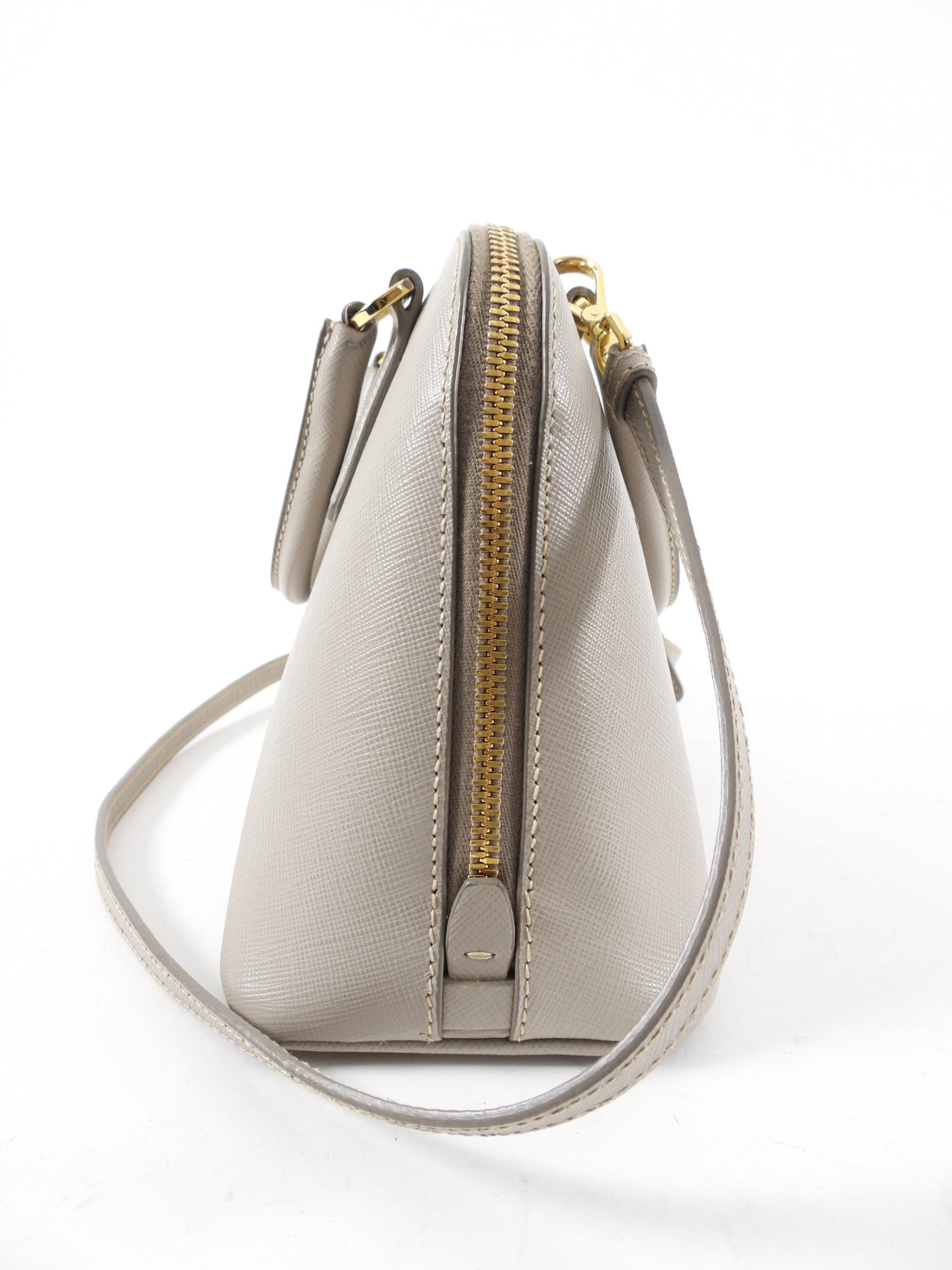 Prada Small Grey Saffiano Leather Promenade Crossbody Bag