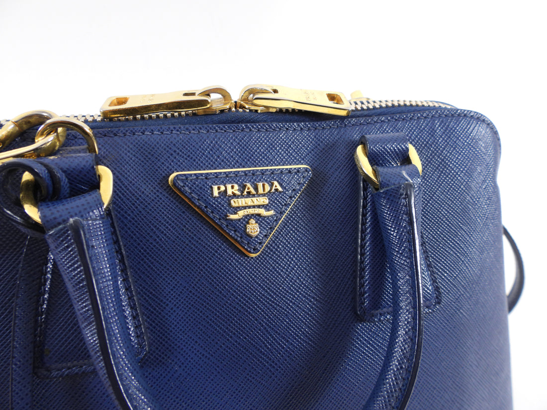 Prada Grey Saffiano Lux Leather Small Promenade Crossbody Bag