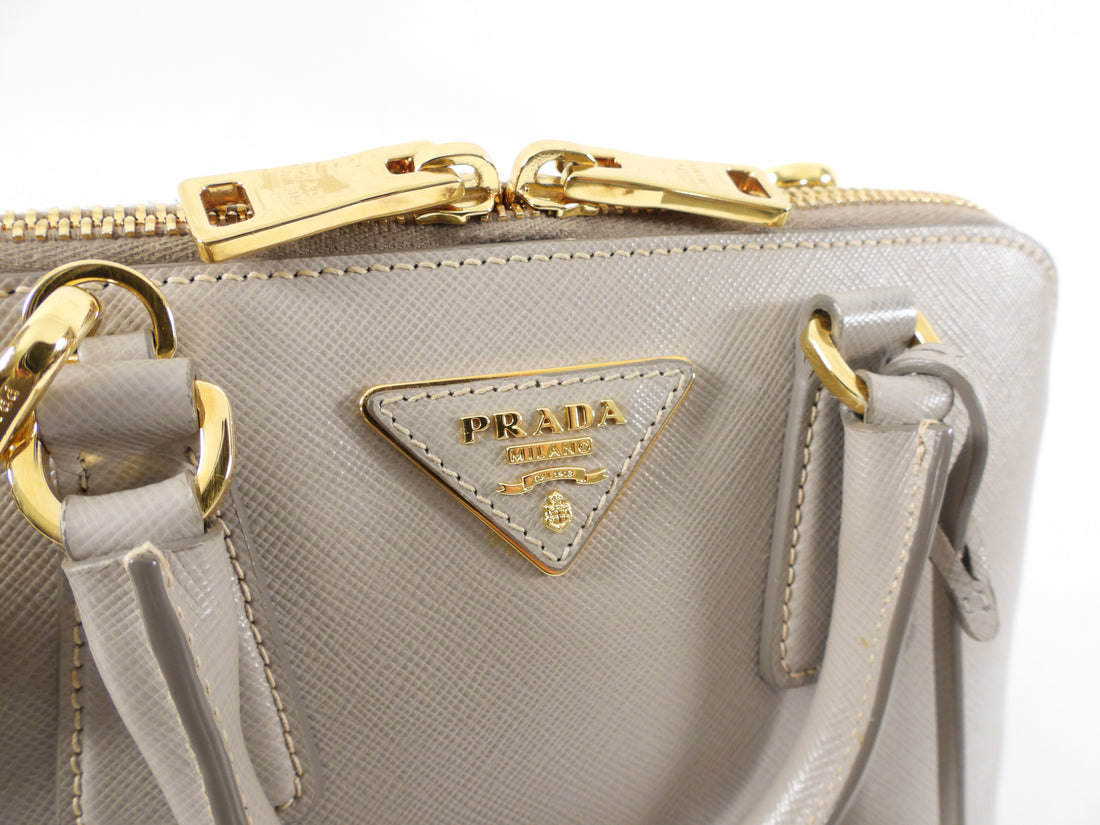 Prada Small Grey Saffiano Leather Promenade Crossbody Bag