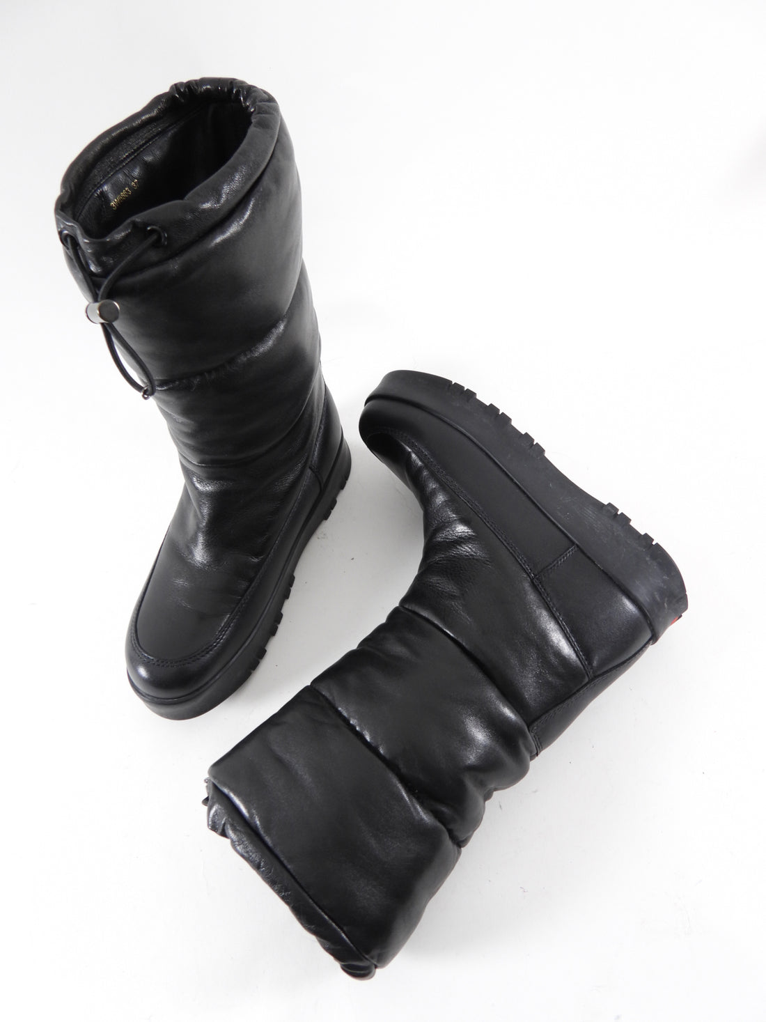 Prada Black Leather Puffer Snow Boots - 37