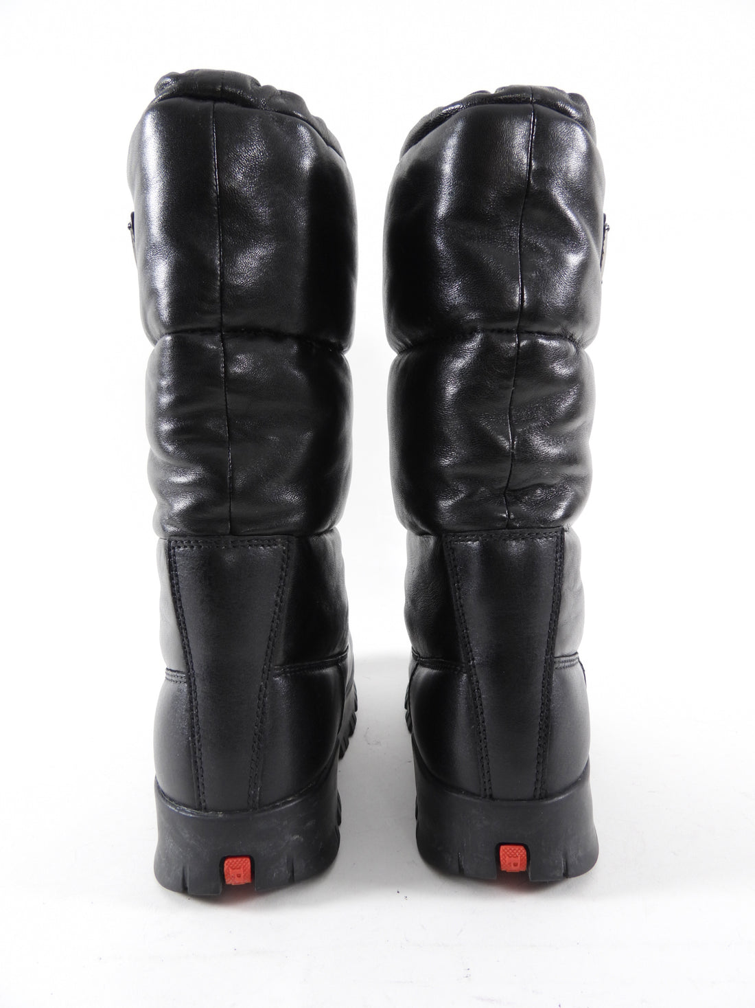 Prada Black Leather Puffer Snow Boots - 37