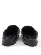 Prada Black Leather Triangle Logo Puffer Slide Mule Shoes - 36.5 / 37