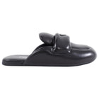 Prada Black Leather Puffy Flat Slide Slippers - 37