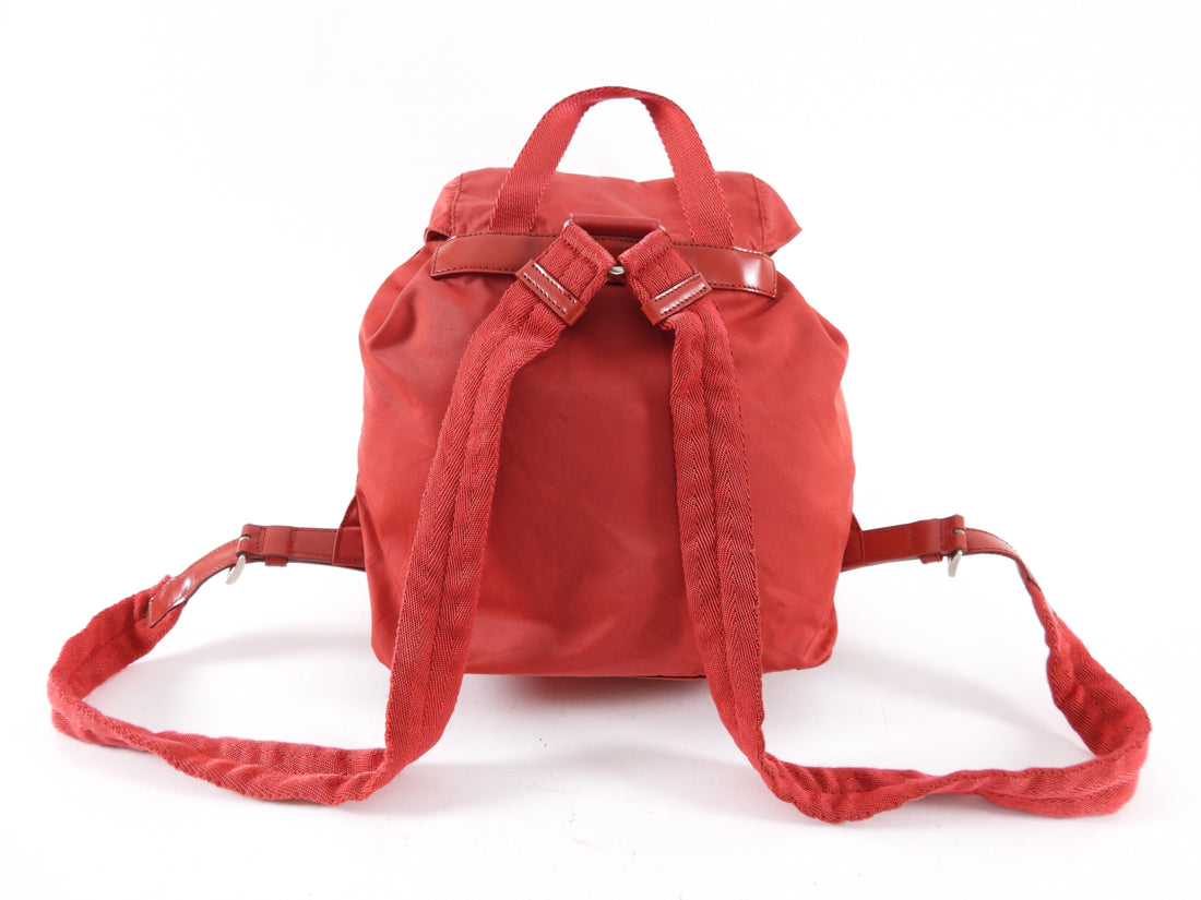 Prada Red Nylon Small Vintage 1990's Backpack