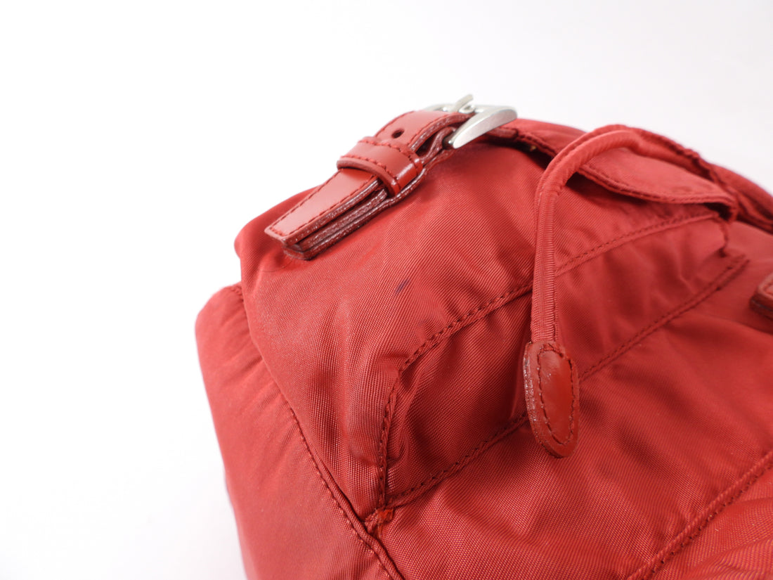 Prada Red Nylon Small Vintage 1990's Backpack