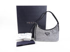 Prada Black and Clear Crystal Embellished Re-Edition Mini Hobo Bag