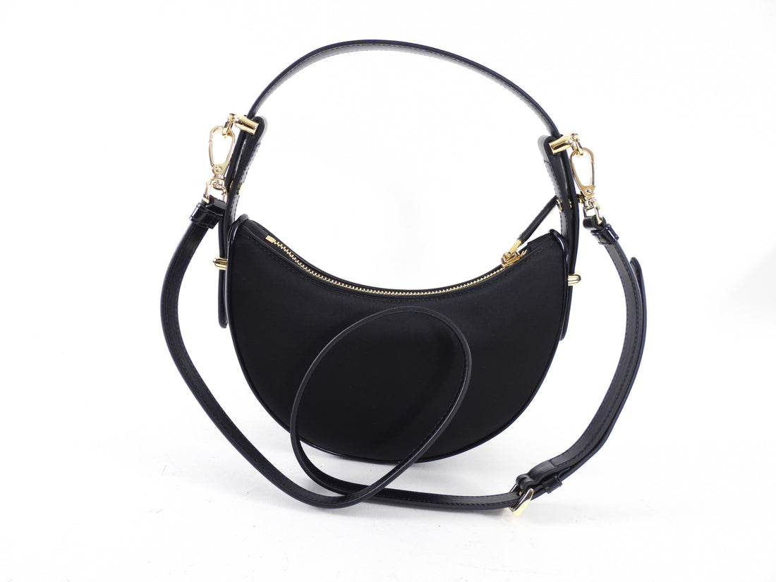 Prada ReNylon Black Mini Arque Two Way Crescent Bag