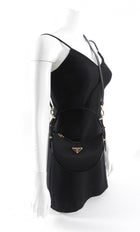 Prada ReNylon Black Mini Arque Two Way Crescent Bag