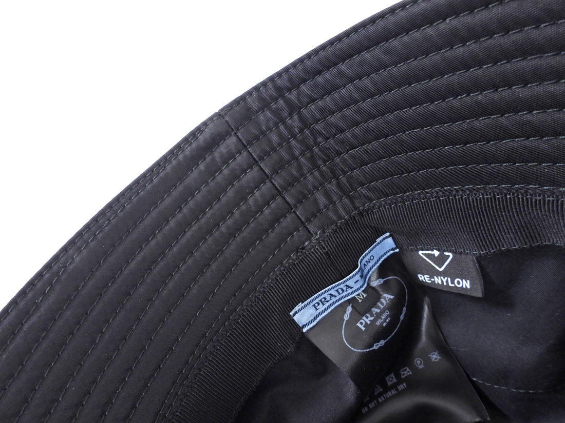 Prada Black Re Nylon Bucket Hat - M