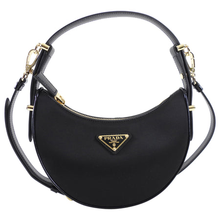 Prada ReNylon Black Mini Arque Two Way Crescent Bag