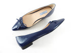 Prada Saffiano Leather Navy Blue Flat Shoes - 36