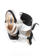 Prada Black and Silver Metallic Platform Sandals - 40
