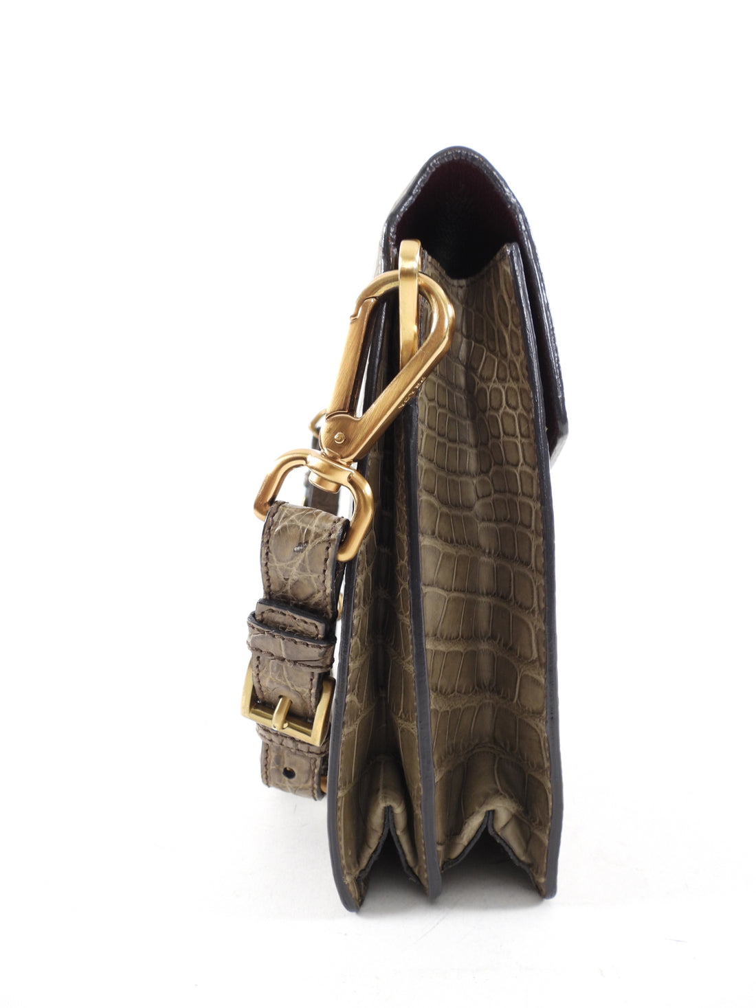 Prada Taupe Crocodile Exotic Sound Bag