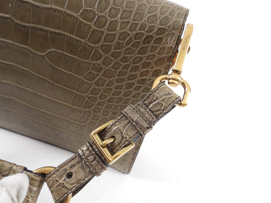 Prada Taupe Crocodile Exotic Sound Bag