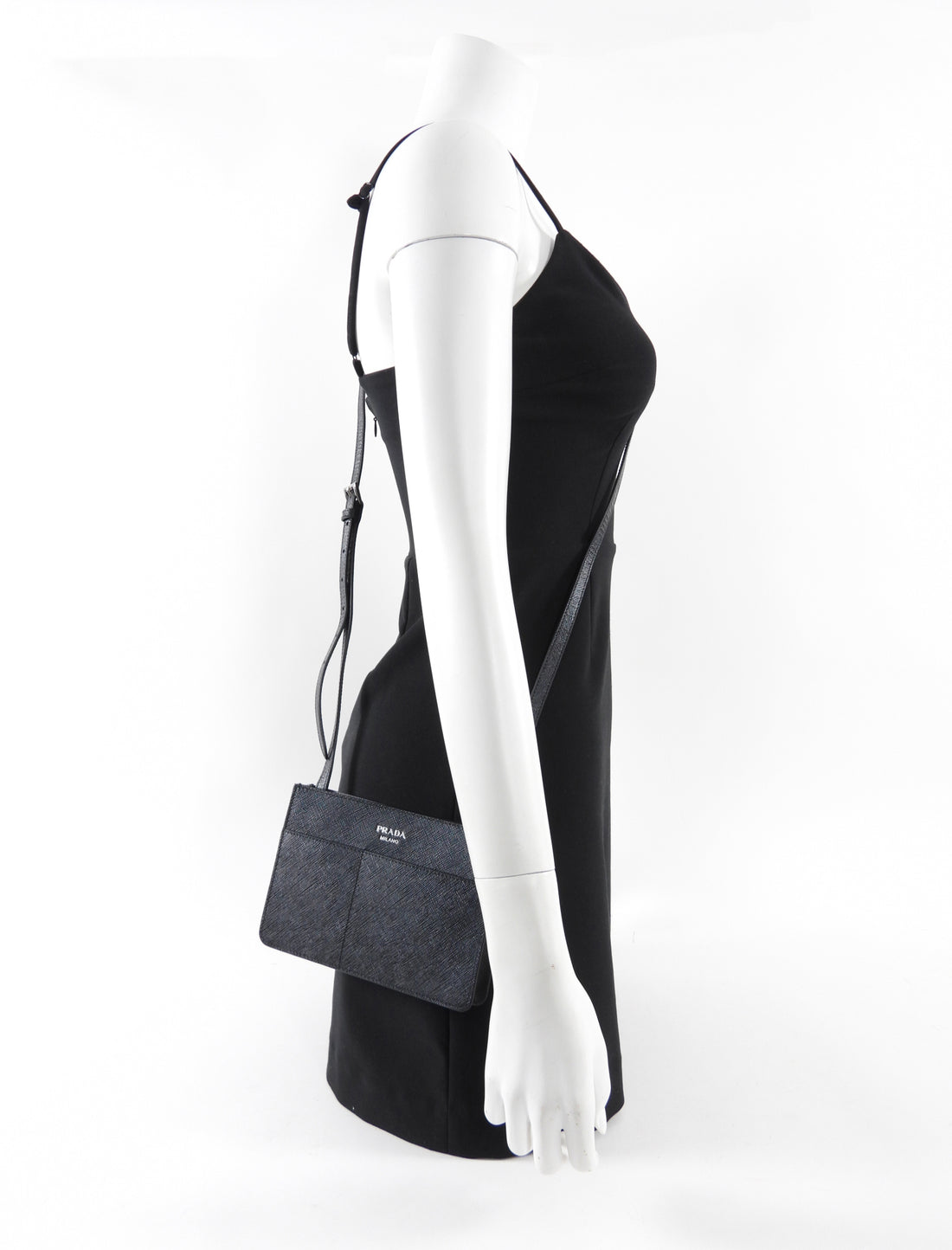 Prada Black Saffiano Leather Phone Pouch