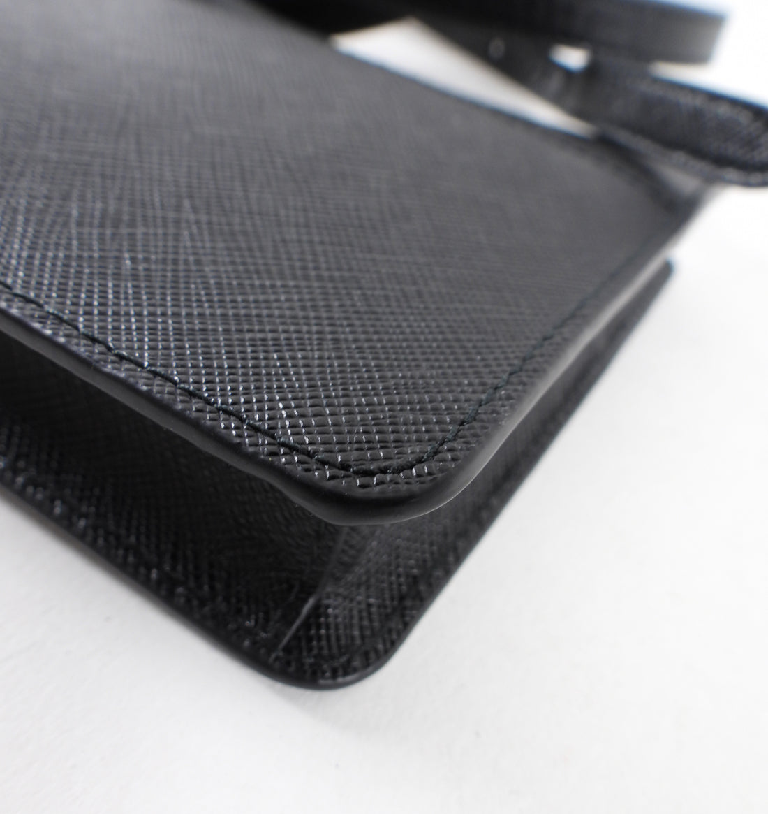 Prada Black Saffiano Leather Phone Pouch