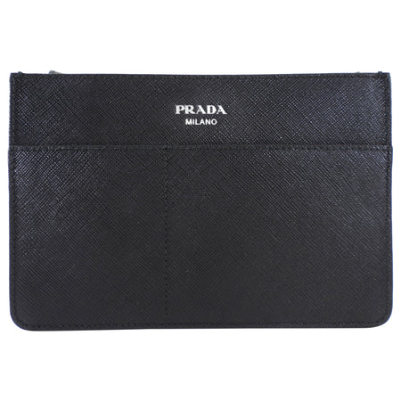 Prada Black Saffiano Leather Phone Pouch